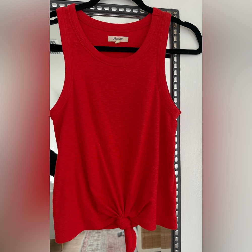 Madewell, Red Sleeveless Top With front knot, Size Small - Picture 1 of 4